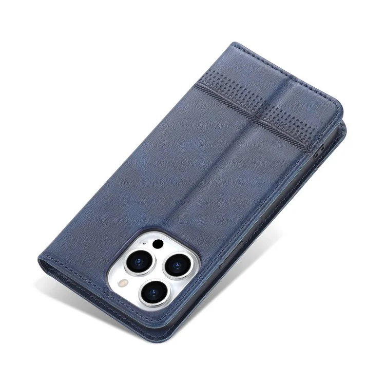 AZNS for iPhone 14 Pro 6.1 inch Anti-fall PU Leather Folio Phone Case Wallet Magnetic Absorption Full Covering Shockproof Phone Shell Viewing Stand - Blue
