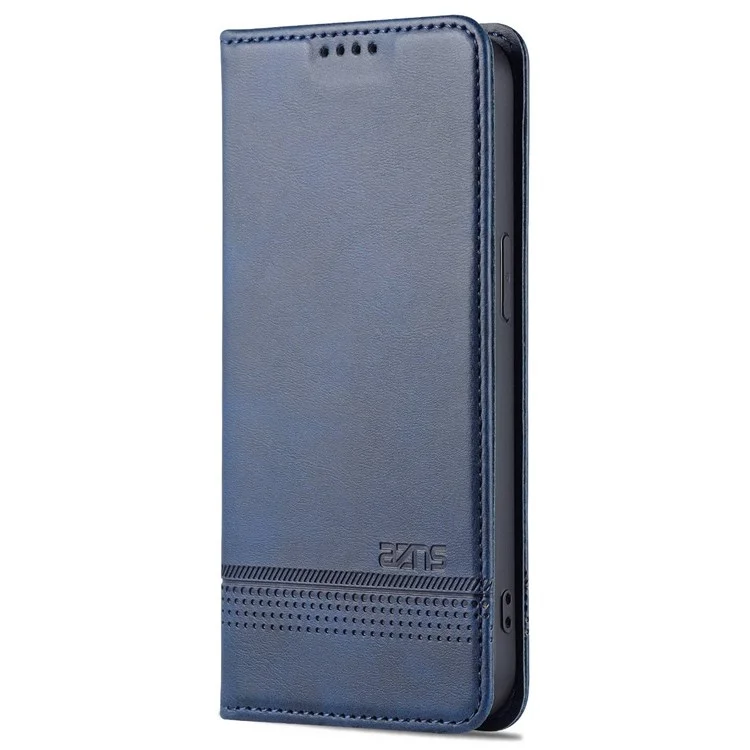 AZNS for iPhone 14 Pro 6.1 inch Anti-fall PU Leather Folio Phone Case Wallet Magnetic Absorption Full Covering Shockproof Phone Shell Viewing Stand - Blue
