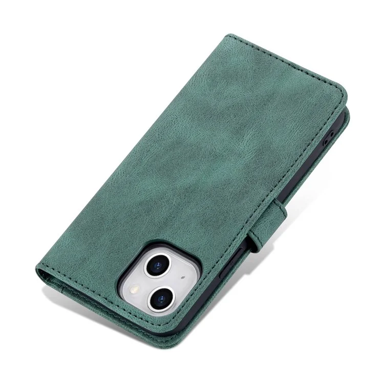 AZNS For iPhone 14 6.1 inch Drop-proof PU Leather Wallet Case Card Holder Magnetic Closure Stand Anti-scratch Phone Cover - Green
