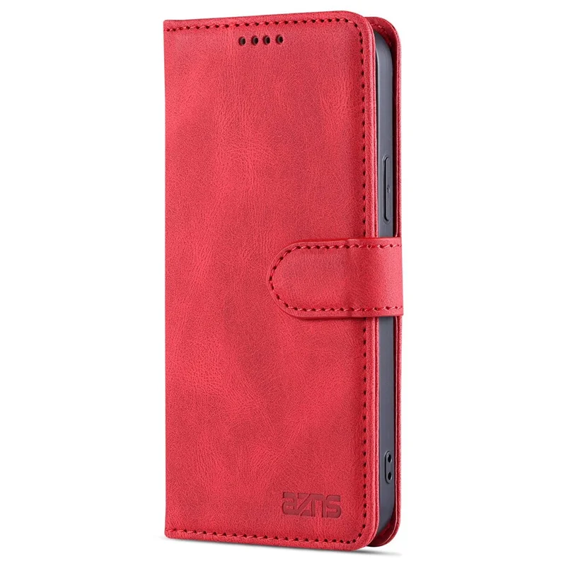 AZNS For iPhone 14 Plus 6.7 inch Anti-fall PU Leather Wallet Case Magnetic Closure Stand Scratch Resistant Full Protection Phone Cover - Red
