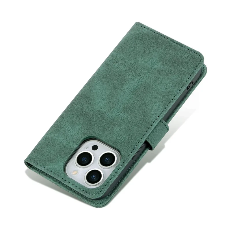 AZNS For iPhone 14 Pro Max 6.7 inch Anti-fall PU Leather Wallet Case Magnetic Closure Stand Scratch Resistant Phone Cover - Green