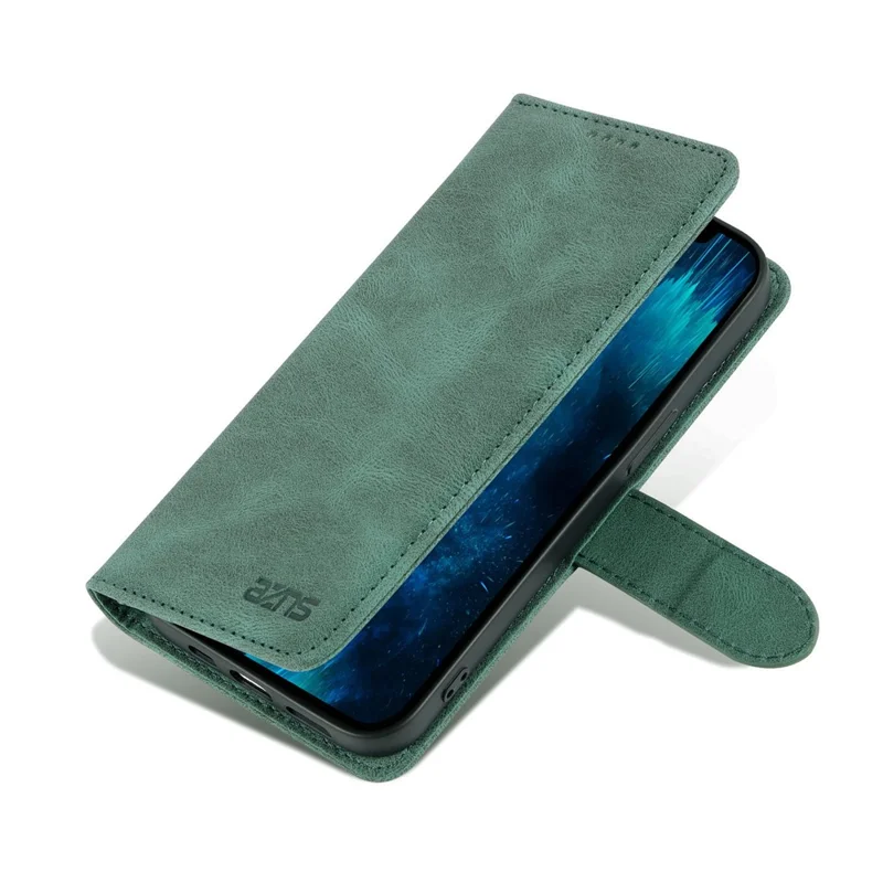AZNS For iPhone 14 Pro Max 6.7 inch Anti-fall PU Leather Wallet Case Magnetic Closure Stand Scratch Resistant Phone Cover - Green