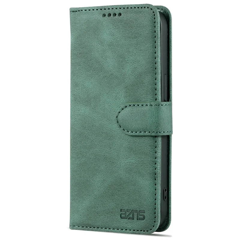 AZNS For iPhone 14 Pro Max 6.7 inch Anti-fall PU Leather Wallet Case Magnetic Closure Stand Scratch Resistant Phone Cover - Green