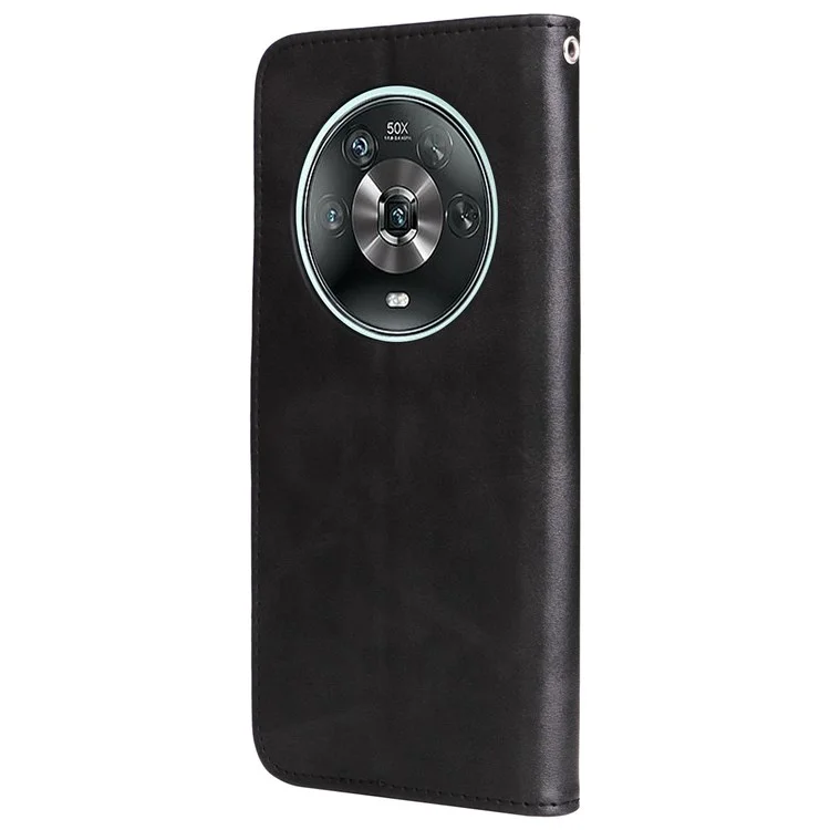 Per Honor Magic4 5G/Magic4 Pro 5G Anti-caduta Portafoglio in Pelle PU Folio Flip Case Tasca con Cerniera Supporto Antiurto Custodia Protettiva - Nero