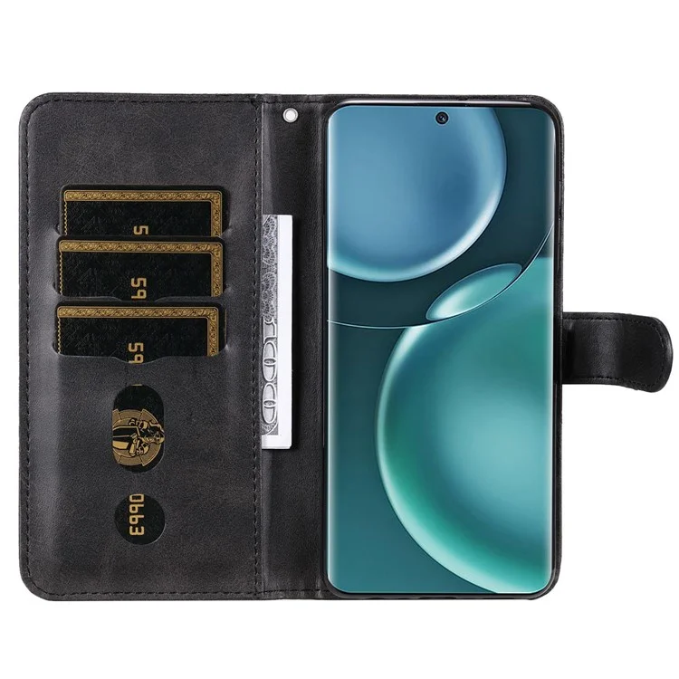 Per Honor Magic4 5G/Magic4 Pro 5G Anti-caduta Portafoglio in Pelle PU Folio Flip Case Tasca con Cerniera Supporto Antiurto Custodia Protettiva - Nero