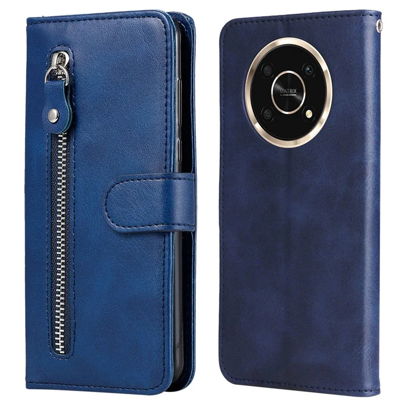 Pour L'honneur X9 4g / 5g / X30 / Magic4 Lite 5g / 4g Pocket Extérieur Pocket PU Portefeuille Portefeuille Couverture de Protection de Téléphone Portable Résistant Aux Rayures - Bleu