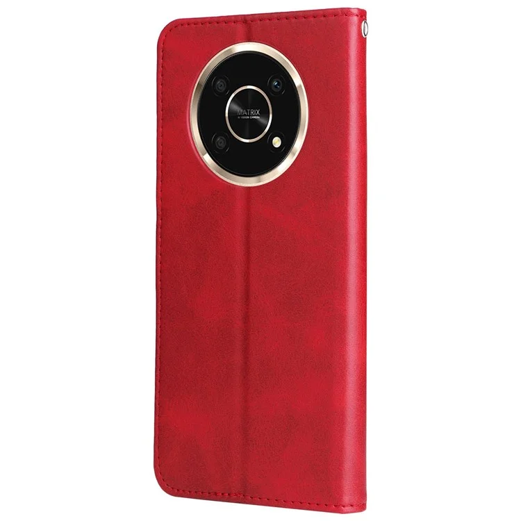 Für Ehren X9 4G/5G/X30/Magic4 Lite 5G/4G Außen Reißverschlusspocket PU Leder Brieftaschenabdeckung Kratzerresistente Handy-schutzhülle - Rot