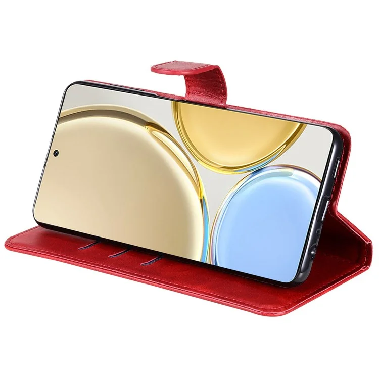 Für Ehren X9 4G/5G/X30/Magic4 Lite 5G/4G Außen Reißverschlusspocket PU Leder Brieftaschenabdeckung Kratzerresistente Handy-schutzhülle - Rot