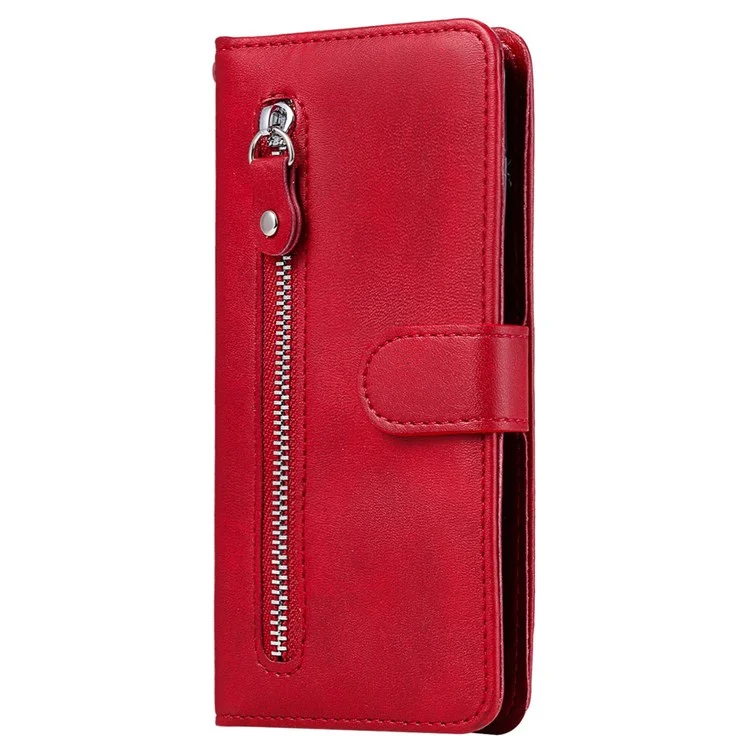 Für Ehren X9 4G/5G/X30/Magic4 Lite 5G/4G Außen Reißverschlusspocket PU Leder Brieftaschenabdeckung Kratzerresistente Handy-schutzhülle - Rot