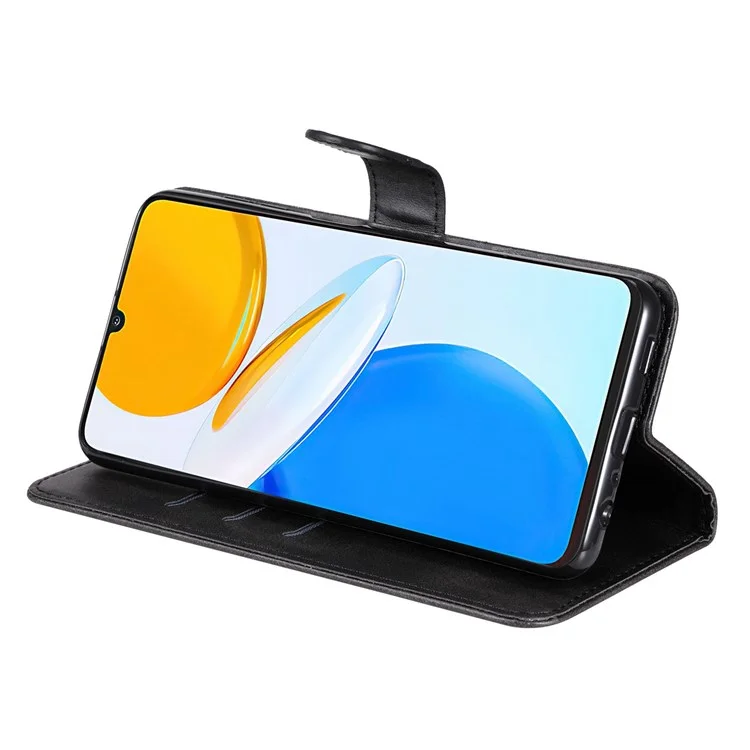 Für Ehren X7/spiel 30 Plus 5G Wallet Phone Hülle PU Leder Reißverschluss Pocket Pocket Ständer Design Magnetic Closure Cover - Schwarz