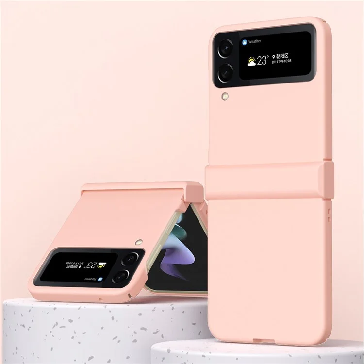 Für Samsung Galaxy Z Flip4 5G 3-in-1 Hart-PC-Handyhülle Scharnier-Design Stoßfest Anti-Drop Schutzhülle - Pink