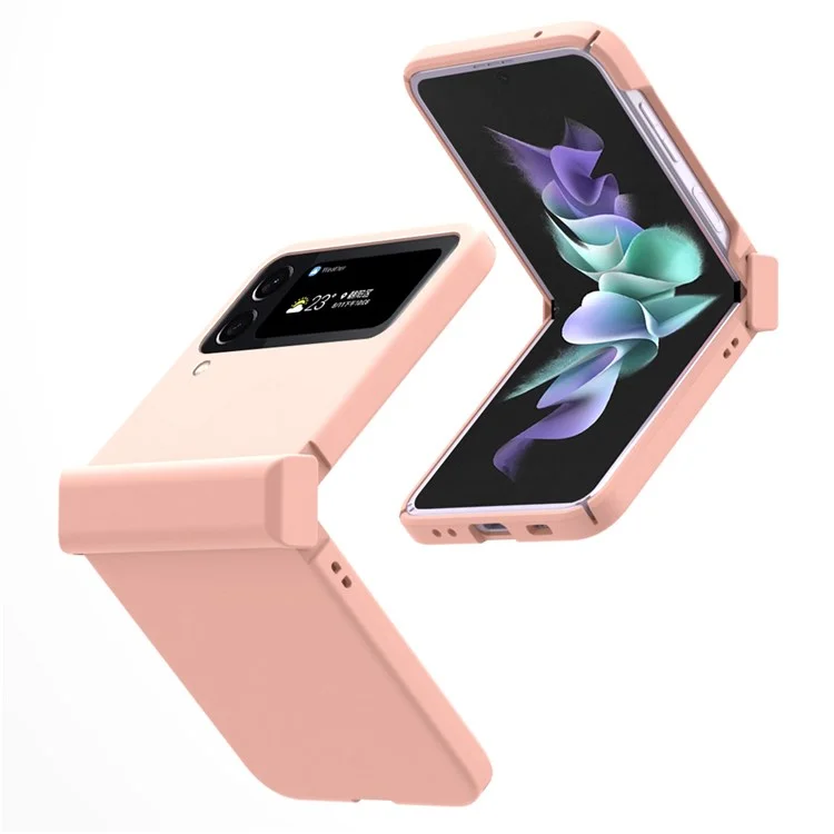 Für Samsung Galaxy Z Flip4 5G 3-in-1 Hart-PC-Handyhülle Scharnier-Design Stoßfest Anti-Drop Schutzhülle - Pink
