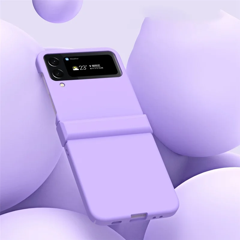 For Samsung Galaxy Z Flip4 5G 3-in-1 Hard PC Phone Case Hinge Design Shockproof Anti-drop Protective Cover - Black