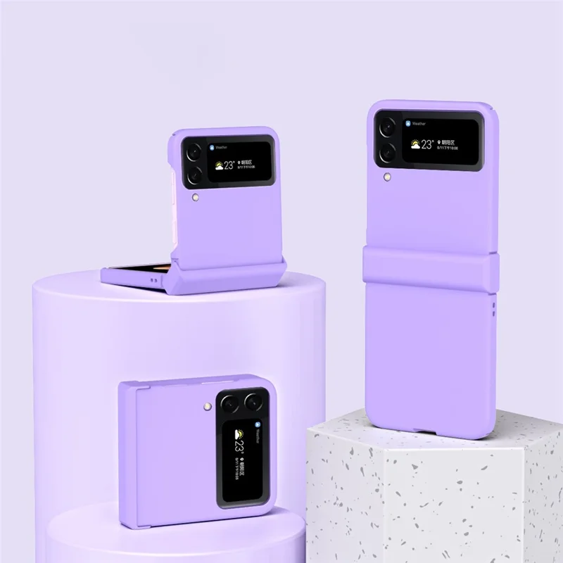 For Samsung Galaxy Z Flip4 5G 3-in-1 Hard PC Phone Case Hinge Design Shockproof Anti-drop Protective Cover - Black