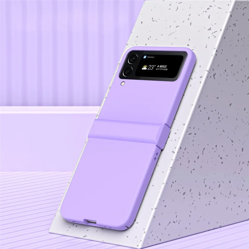 For Samsung Galaxy Z Flip4 5G 3-in-1 Hard PC Phone Case Hinge Design Shockproof Anti-drop Protective Cover - Black