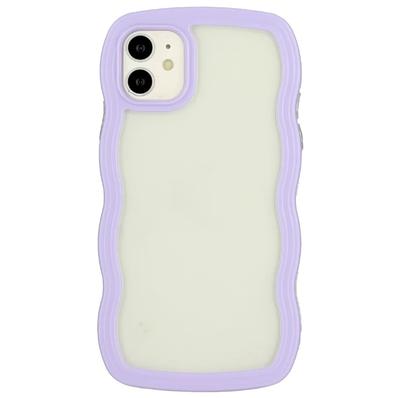 For iPhone 11 6.1 inch Impact Resistant Wavy Edge Color Frame Transparent Back Cover PC + TPU Phone Case - Purple