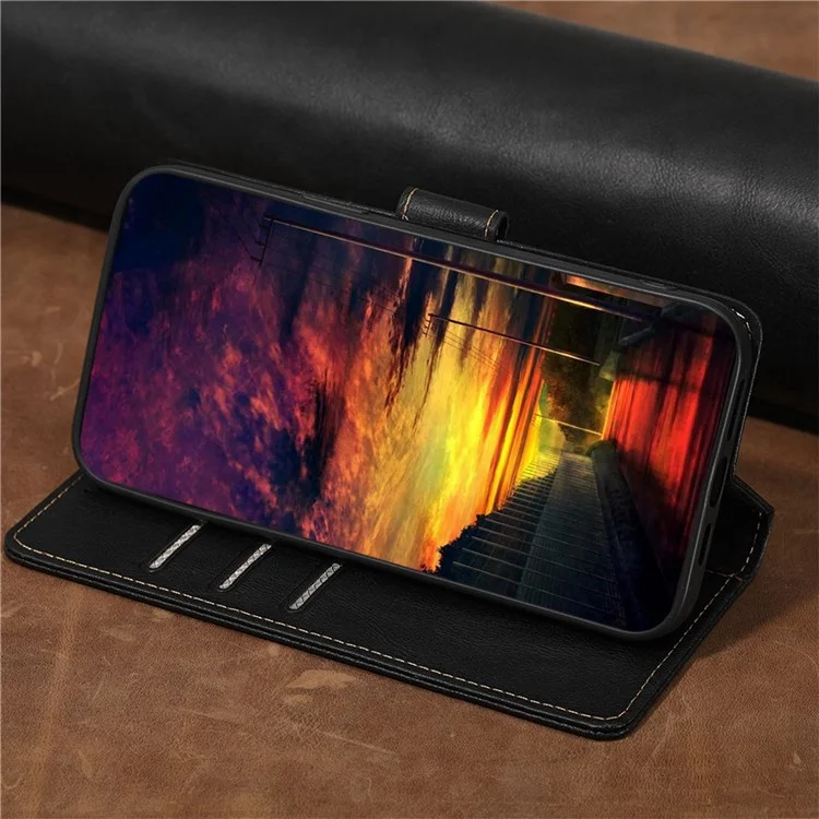 Pour TCL 30 Z T602DL Étui folio en cuir PU résistant à l'eau avec protection RFID, support et coque intérieure en TPU antichoc - Noir