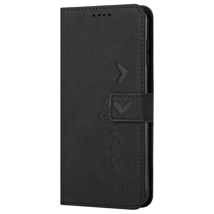 Herzform Eingeprägte Telefonhülle Für Xiaomi Redmi Anmerkung 10 5G/Note 10T 5G/Poco M3 Pro 5G/4G Anti-scratch Pu-leder-haut-touch-brieftasche Mit Riemen - Schwarz