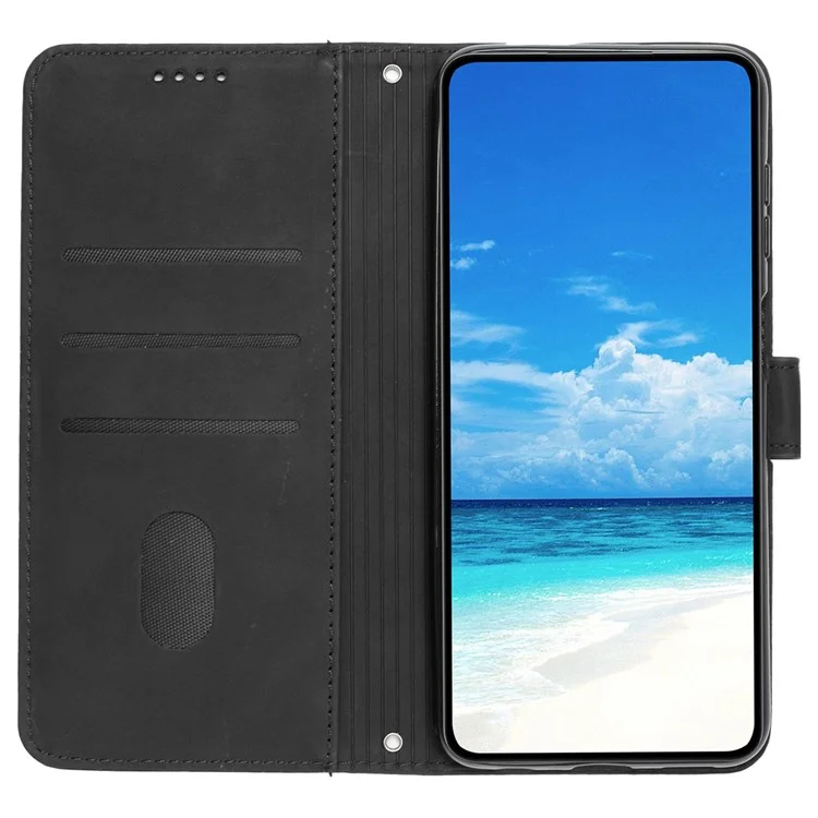 Herzform Eingeprägte Telefonhülle Für Xiaomi Redmi Anmerkung 10 5G/Note 10T 5G/Poco M3 Pro 5G/4G Anti-scratch Pu-leder-haut-touch-brieftasche Mit Riemen - Schwarz