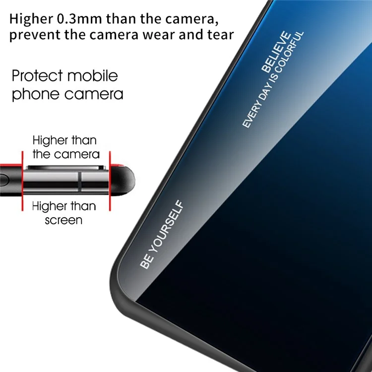 Для Realme 9i/Oppo A76/A36 Защитное стекло из закаленного стекла + поликарбонат + ТПУ Чехол для телефона с градиентным цветовым дизайном, ударопрочный модный чехол - красный/черный