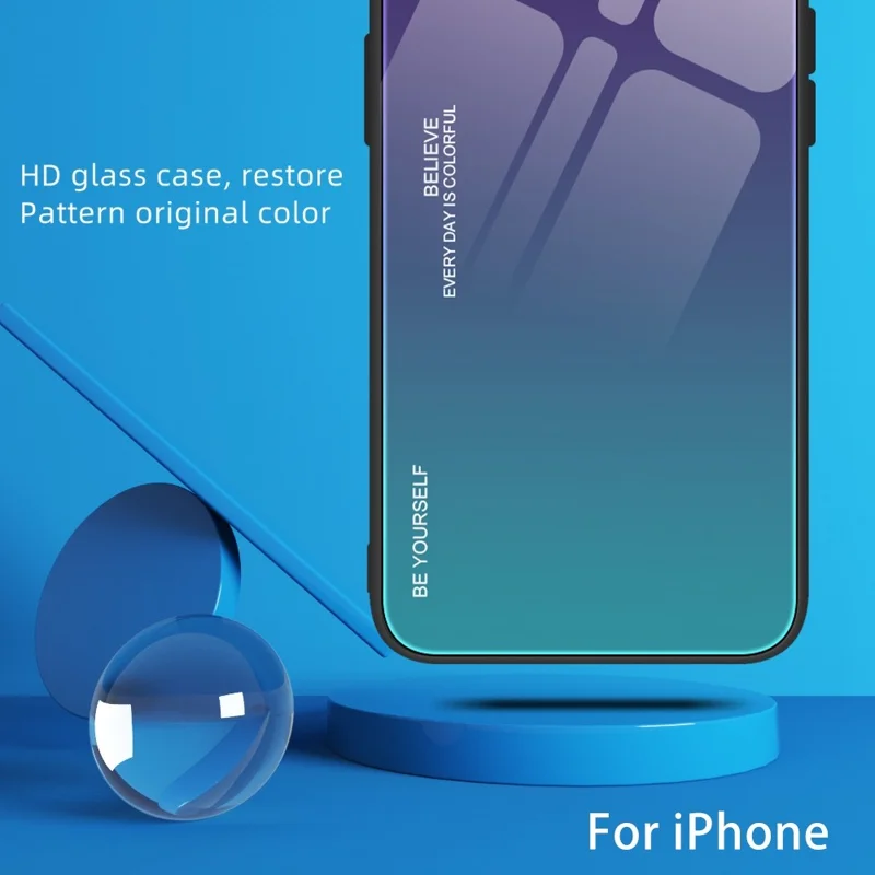 Gradient Color Design Case for Xiaomi 12 5G/12X 5G/12S 5G, Tempered Glass + PC + TPU Well-protected Cover Phone Shell - Blue/Black