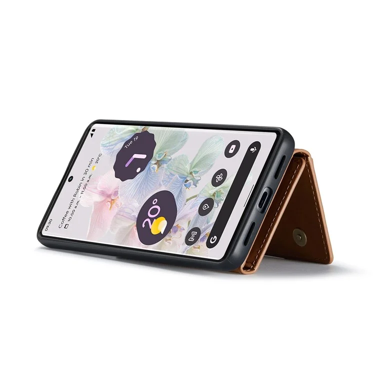 Чехол-бумажник для телефона DG.MING M2 Series Magnetic для Google Pixel 7 Pro 5G, съемный 2-в-1 со стойкой и защитой от падений - коричневый
