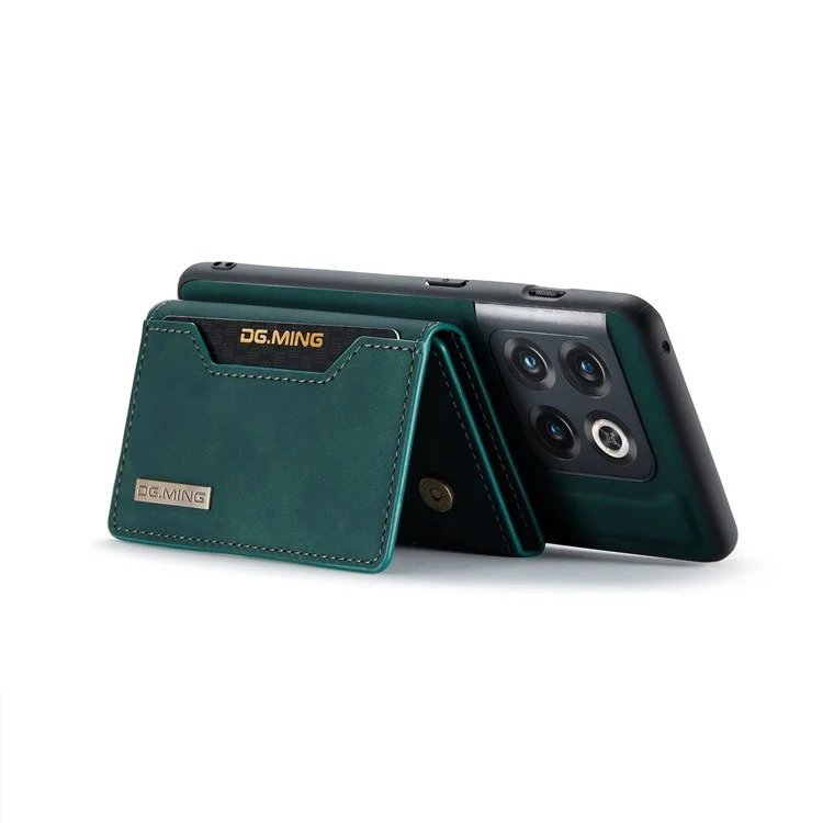 DG.MING M2 Serie para OnePlus 10 Pro 5G Funda Cartera Desmontable 2 en 1 con Soporte de Pie Absorción Magnética Cubierta del Teléfono - Verde