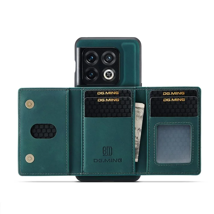 DG.MING M2 Serie para OnePlus 10 Pro 5G Funda Cartera Desmontable 2 en 1 con Soporte de Pie Absorción Magnética Cubierta del Teléfono - Verde