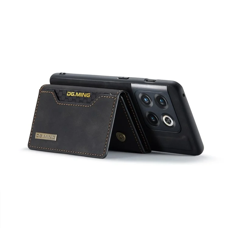 DG.MING M2 Series for OnePlus 10 Pro 5G Detachable 2-in-1 Wallet Kickstand Case Magnetic Absorption Phone Cover - Black