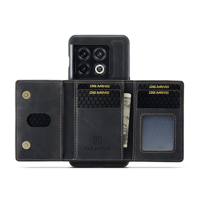 DG.MING M2 Series for OnePlus 10 Pro 5G Detachable 2-in-1 Wallet Kickstand Case Magnetic Absorption Phone Cover - Black