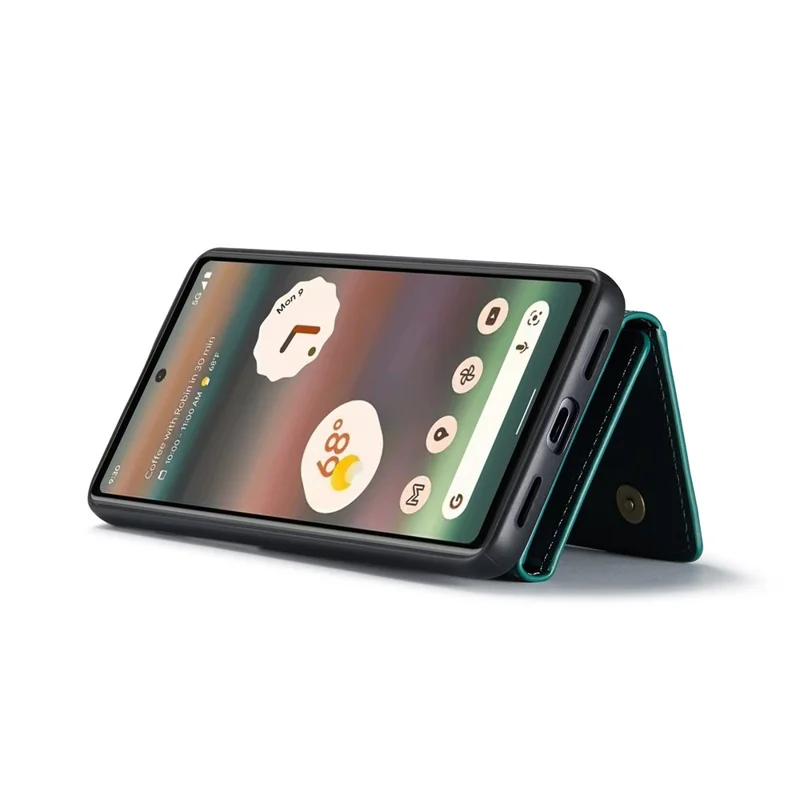 DG.MING M2 Series for Google Pixel 6a Detachable 2-in-1 Magnetic Wallet Phone Case Anti-scratch Kickstand Cover - Green