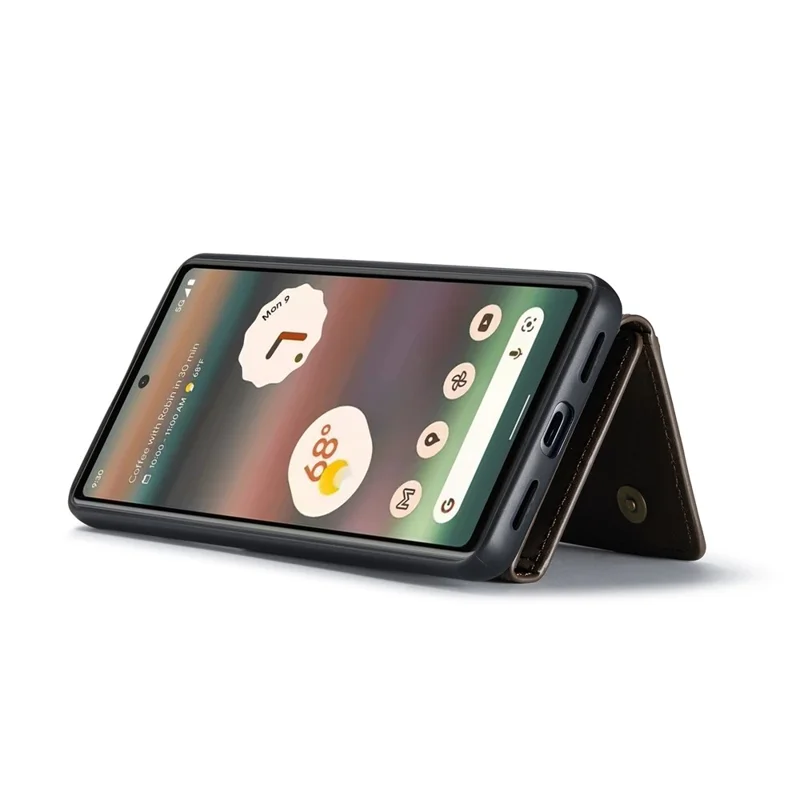 DG.MING M2 Series for Google Pixel 6a Detachable 2-in-1 Magnetic Wallet Phone Case Anti-scratch Kickstand Cover - Coffee