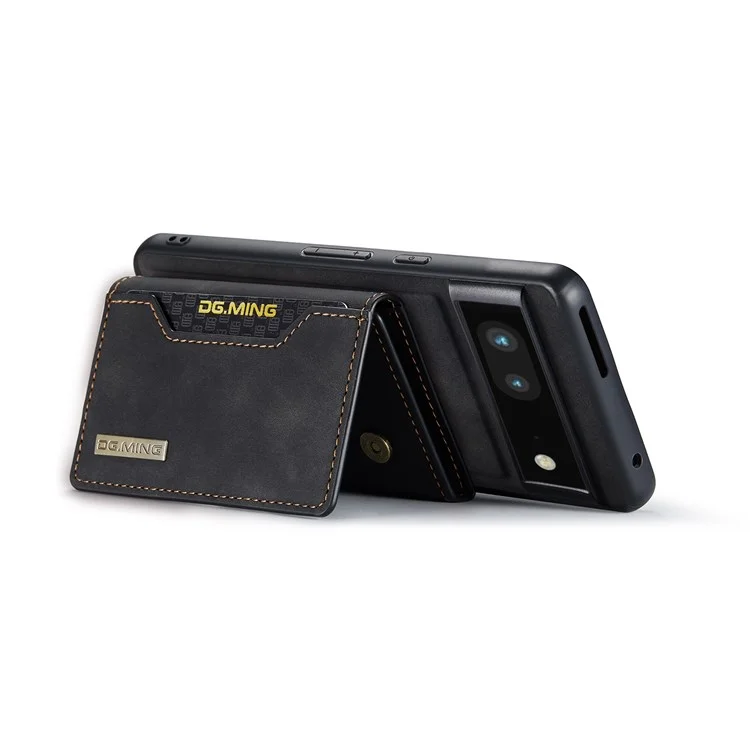 DG.MING M2 Series for Google Pixel 7 5G Magnetic Absorption Drop-proof Phone Case with Detachable Wallet/Kickstand - Black