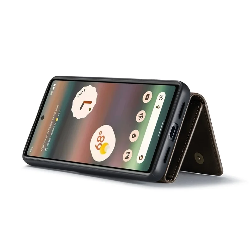 DG.MING M1 Series For Google Pixel 6a 5G Detachable Magnetic 2-in-1 Wallet PC+TPU+PU Leather Drop-proof Mobile Phone Case - Coffee