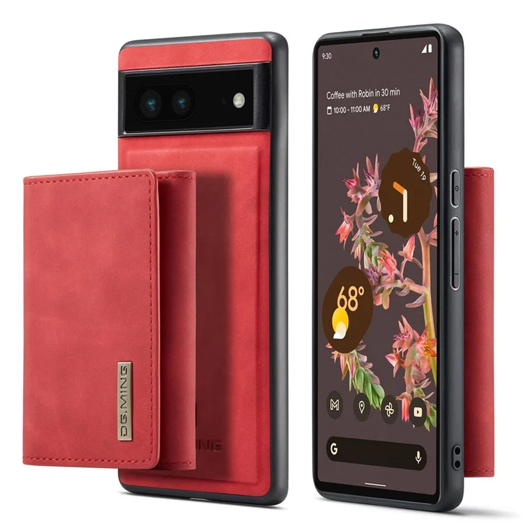 Dg. Série Ming M1 Para Google Pixel 7 5G Magnetic 2-in-1 Carteira PC+TPU+PU Capela de Popo de Caluro - Vermelho