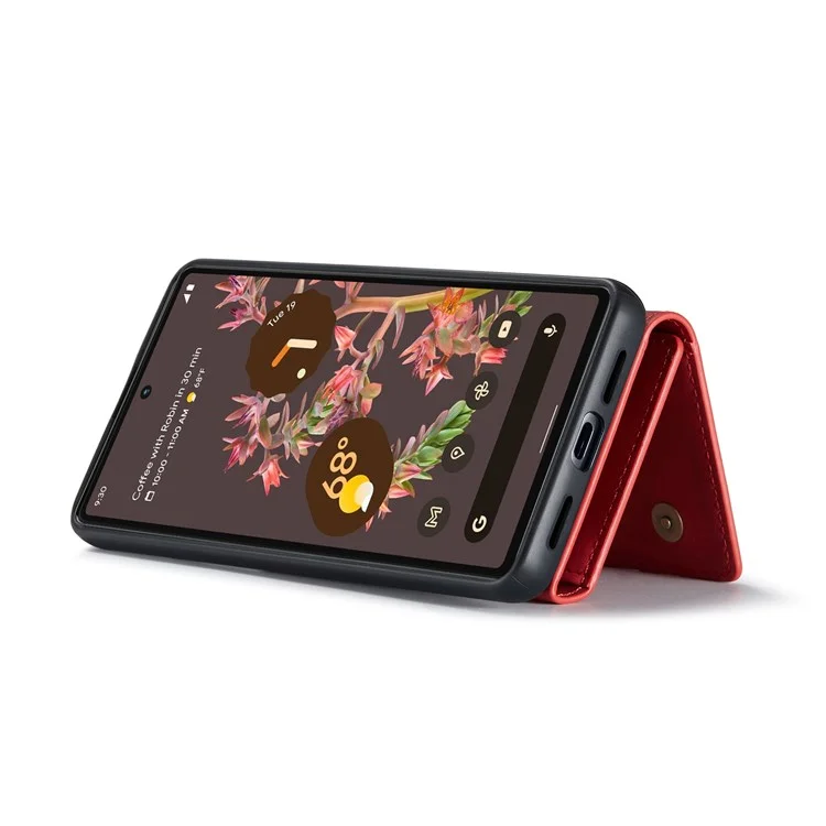 Dg. Série Ming M1 Para Google Pixel 7 5G Magnetic 2-in-1 Carteira PC+TPU+PU Capela de Popo de Caluro - Vermelho