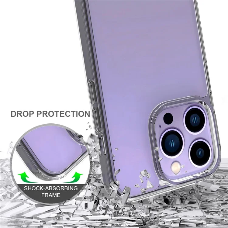 For iPhone 14 Pro 6.1 inch Shockproof Case Ultra Clear Phone Case Transparent Hard Acrylic Back + Soft TPU Cover