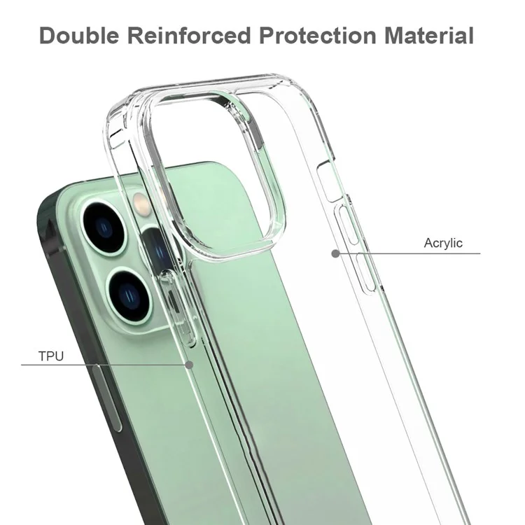 Pour iPhone 14 Pro Max 6,7 pouces Étui de téléphone anti-rayures en acrylique dur transparent + Bordures en TPU souple Housse hybride