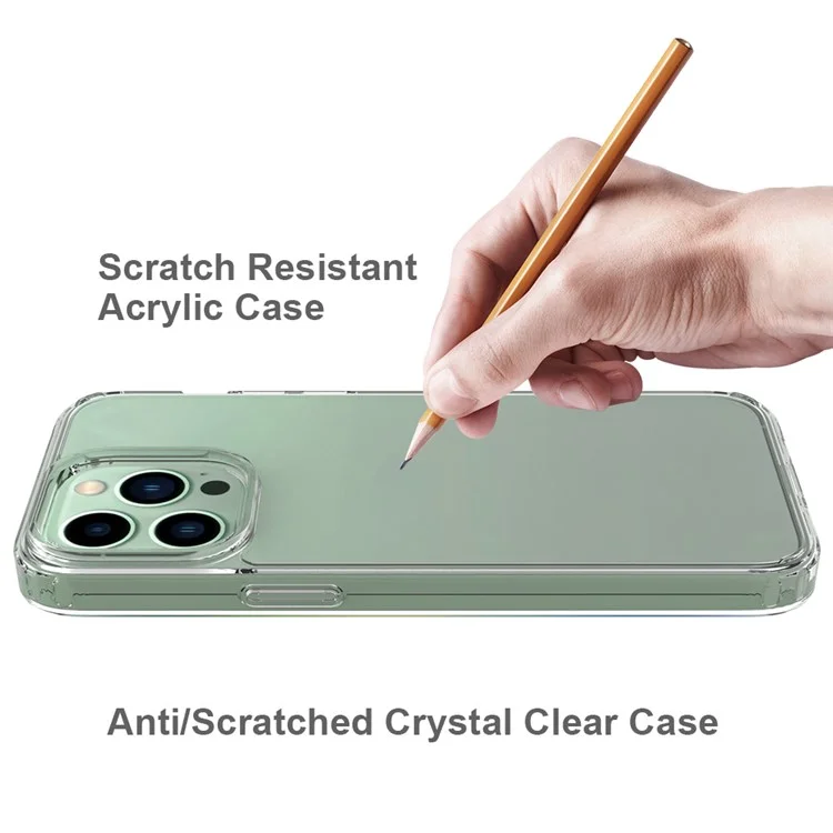 Pour iPhone 14 Pro Max 6,7 pouces Étui de téléphone anti-rayures en acrylique dur transparent + Bordures en TPU souple Housse hybride