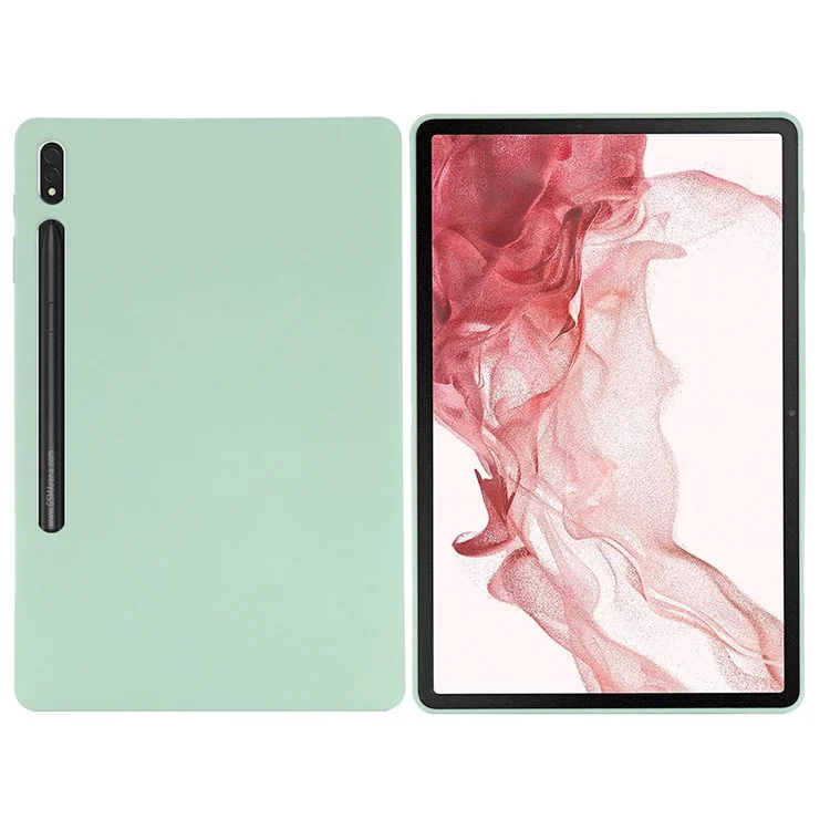 Para Samsung Galaxy Tab S8+/Tab S7 Plus Caso de Comprimido de Silicone Líquido Caso de Microfibra Macia Tampa Anti-arranhão - Verde