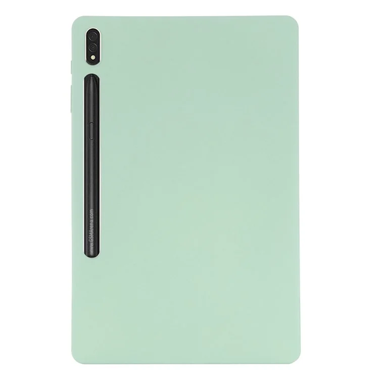 For Samsung Galaxy Tab S8+ / Tab S7+ Liquid Silicone Tablet Case Soft Microfiber Lining Anti-Scratch Cover - Green
