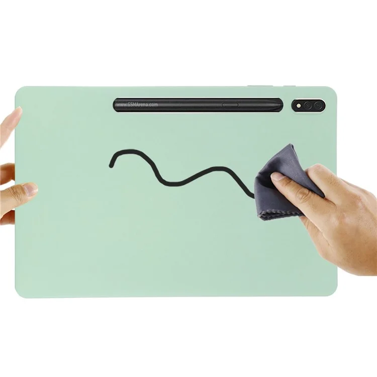 For Samsung Galaxy Tab S8+ / Tab S7+ Liquid Silicone Tablet Case Soft Microfiber Lining Anti-Scratch Cover - Green