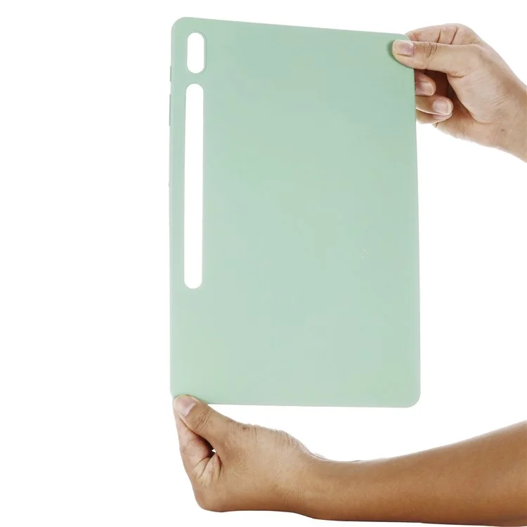 For Samsung Galaxy Tab S8+ / Tab S7+ Liquid Silicone Tablet Case Soft Microfiber Lining Anti-Scratch Cover - Green