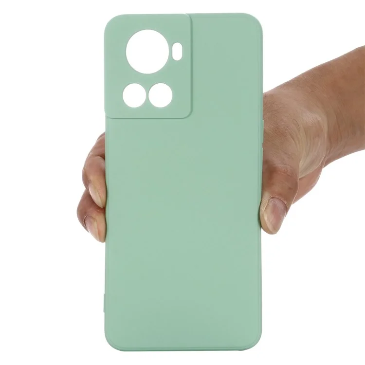 For OnePlus Ace 5G/10R 5G Shockproof Protective Phone Case Slim Soft Liquid Silicone Cellphone Cover with Strap - Green