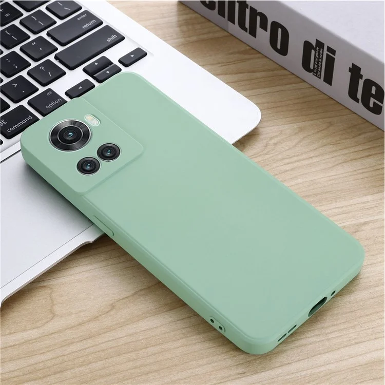 For OnePlus Ace 5G/10R 5G Shockproof Protective Phone Case Slim Soft Liquid Silicone Cellphone Cover with Strap - Green