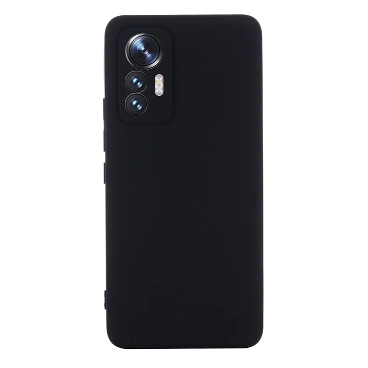Pour Xiaomi 12 Lite 5G Étui de protection en silicone liquide antichoc Revêtement arrière souple Anti-rayures Découpes précises avec sangles - Noir