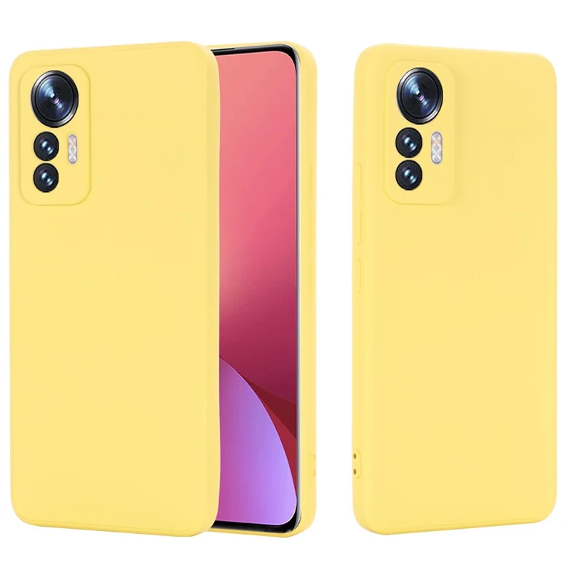 For Xiaomi 12 Lite 5G Drop-proof Liquid Silicone Phone Case Soft Anti-Scratch Precise Cutouts Back Cover with Strap - Yellow