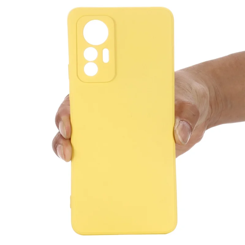 For Xiaomi 12 Lite 5G Drop-proof Liquid Silicone Phone Case Soft Anti-Scratch Precise Cutouts Back Cover with Strap - Yellow