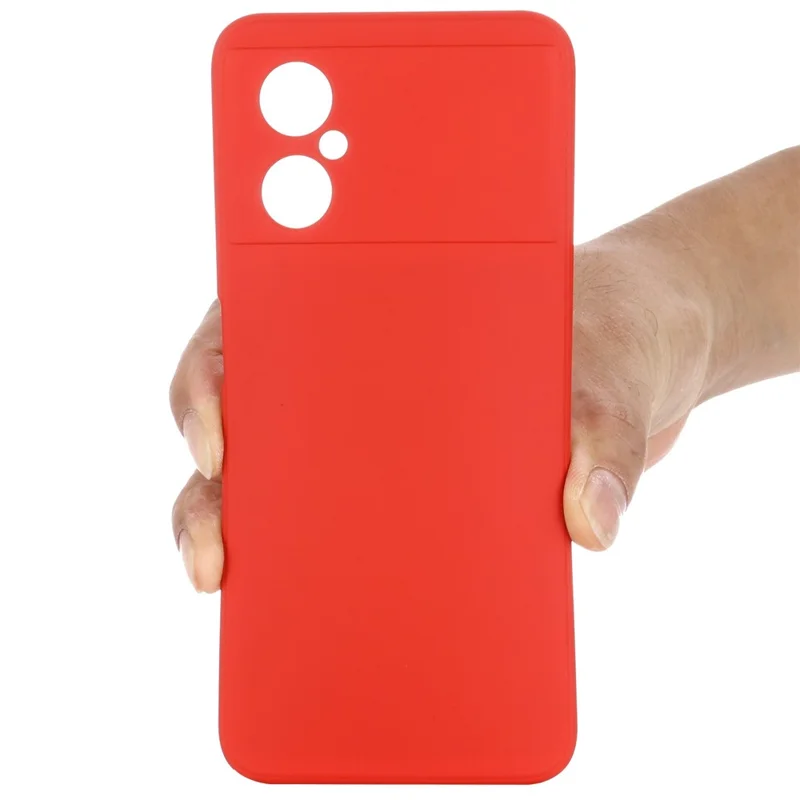 Para Xiaomi Poco M4 5G Cutouts Casos de Telefone Precisos Anti-drop Slim Soft Liquid Silicone Topphone Com Cinta - Vermelho