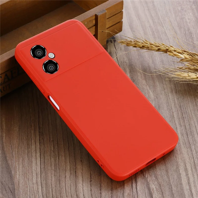 Para Xiaomi Poco M4 5G Cutouts Casos de Telefone Precisos Anti-drop Slim Soft Liquid Silicone Topphone Com Cinta - Vermelho